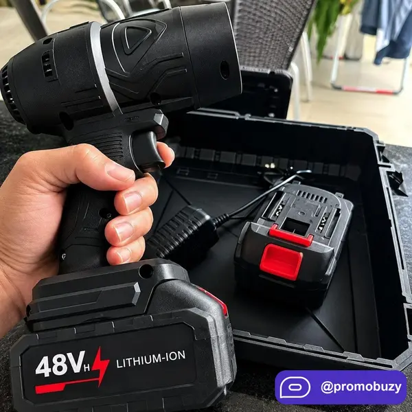 Soprador de Folhas e Pó Turbo Portátil 48V + 2 Baterias