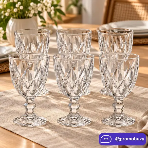 Jogo 6 Taças de Cristal Diamond 340ml