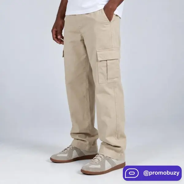 Calça Cargo Masculina Básica Sarja 100% Algodão