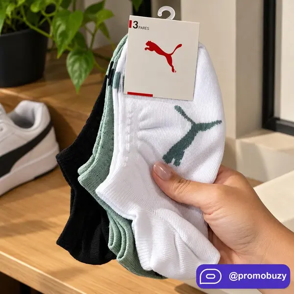 Kit com 9 Pares Meias Invisível Puma Sapatilha Soquete
